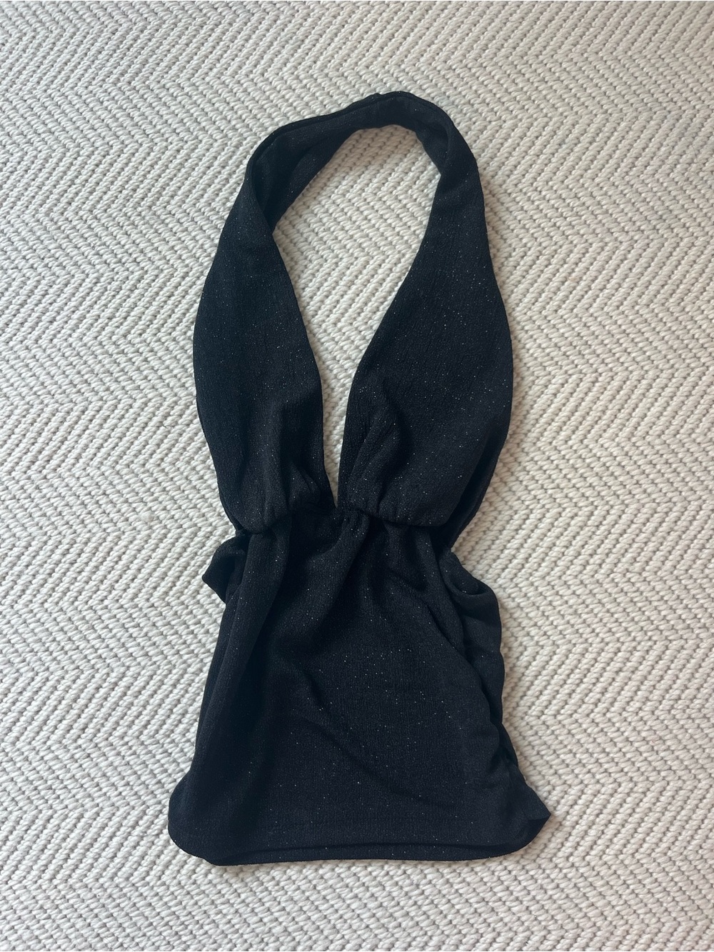 Subdued Black Sparkle Halter Top - S